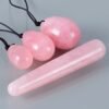 Natural Rose Quartz Yoni Egg Set Vaginal Balls Massage Kegel Ball Massager Muscle Exerciser Crystal Jade Eggs Vaginal Tightening