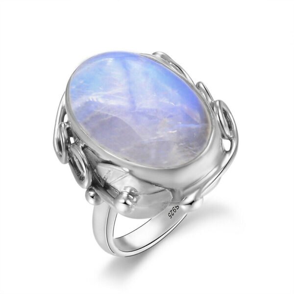 Natural Moonstone rings For Men Women's 925 Sterling Silver Jewelry Ring With Big Stones 11x17MM Oval Gemstones Gifts Wholesale
