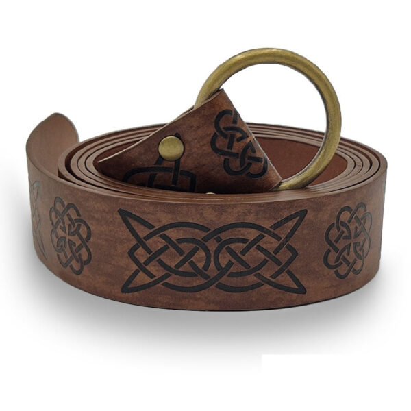 Medieval Celtic Loop Ring Belt Costume Retro Accessory Women Men Viking Pirate Cosplay Vintage PU Leather Buckle For Halloween