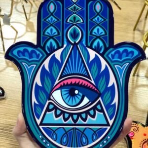 Hamasa hands sugar skulls ceramic coasters with cork base Drinks Absorbent Stone