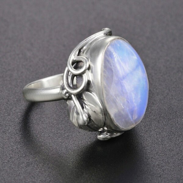 Natural Moonstone rings For Men Women's 925 Sterling Silver Jewelry Ring With Big Stones 11x17MM Oval Gemstones Gifts Wholesale