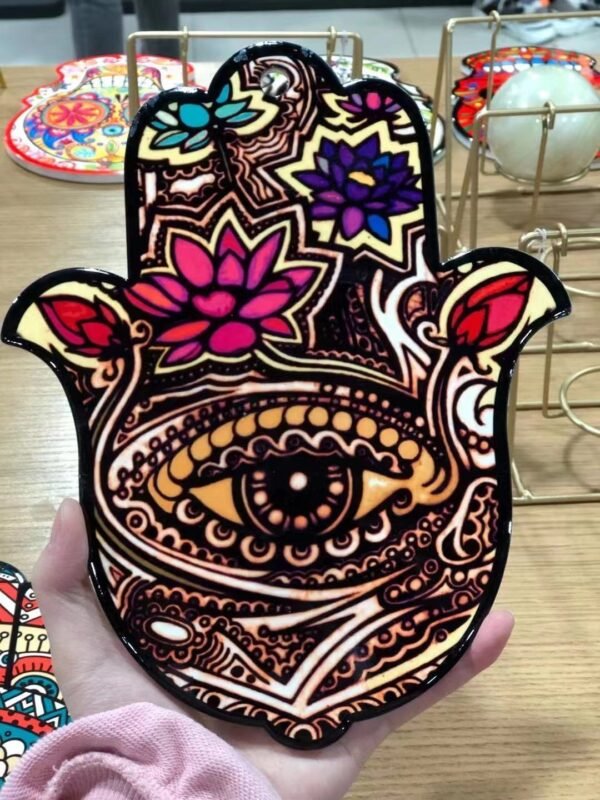 Hamasa hands sugar skulls ceramic coasters with cork base Drinks Absorbent Stone