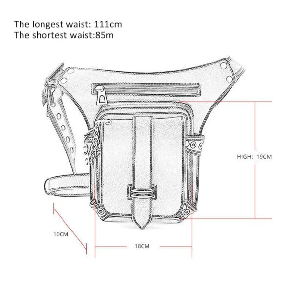 Steampunk Punk Retro Waist Bag PU Moto Biker Shoulder Gothic Messenger Bag