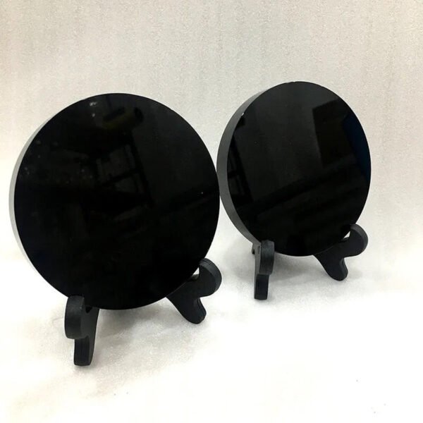 Natural Black Obsidian Circle Disk Round Plate  Mirror Smoking Crystal Stone