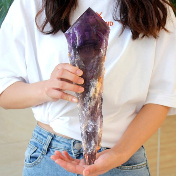 Super size Natural Amethyst Quartz Cluster Crystal Rod Point Specimen Scepter