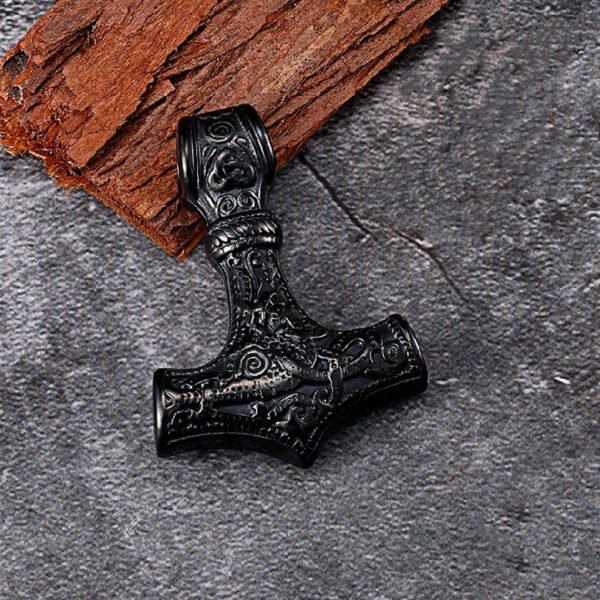 Viking Odin Hammer Anchor Norse Amulet Necklace Gold Genuine Leather Rope Chain Stainless steel Mjolnir Pendant Men Punk Jewelry