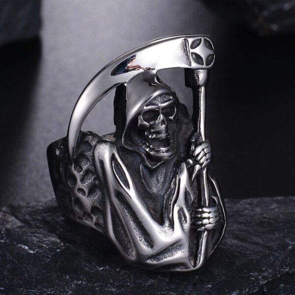 Vintage Punk Gothic Sickle Skull Ring