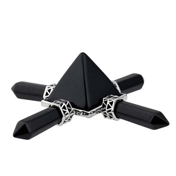 KFT Natural Stone Pyramid 7 Chakra Points Energy Generator Reiki Chakra Healing Crystal Stone Transmitter Jewelry