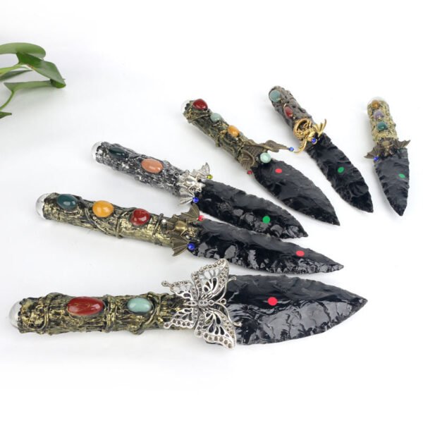 New Design Obsidian Carved Knife Obsidian Sceptre Craft