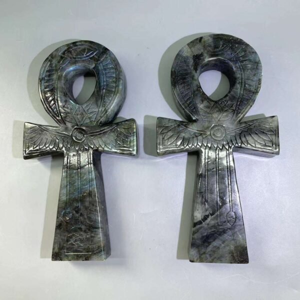 large size labradorite anka cross crystal egyptian key of life ankh