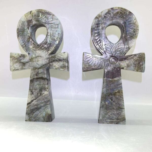 large size labradorite anka cross crystal egyptian key of life ankh
