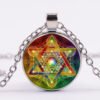 Mysterious Metatron Cube Necklace Sacred Geometry Flower of Life Glass Pendants