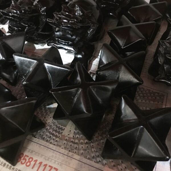 60MM obsidian Quartz Crystal Merkaba Orgone Reiki Gemstone Spiritual Healing Sacred