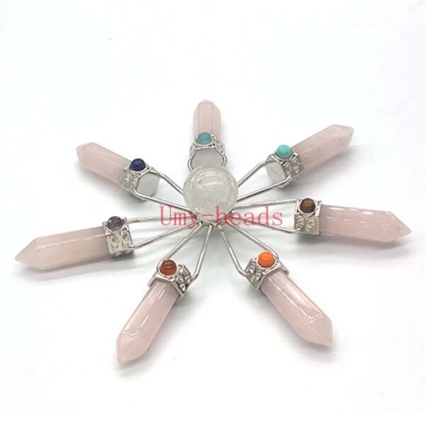 KFT Natural Stone Pyramid 7 Chakra Points Energy Generator Reiki Chakra Healing Crystal Stone Transmitter Jewelry