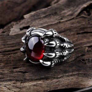 H86f6ffa6d9c147388a37d835234a6a17P Punk Goth Dragon Claw Stone Ring