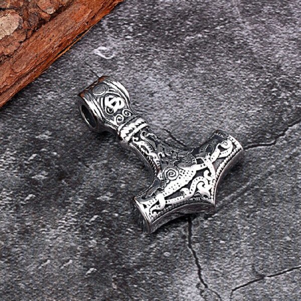 Viking Odin Hammer Anchor Norse Amulet Necklace Gold Genuine Leather Rope Chain Stainless steel Mjolnir Pendant Men Punk Jewelry