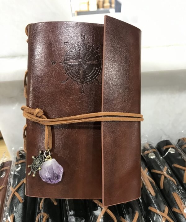 7 Chakra Leather Magic NoteBook Crystal Amethyst Point Journal Diary