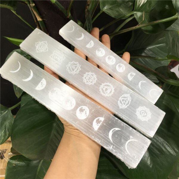 7 Chakra Selenite Slab Point Magic Wand Symbol Mineral Meditation