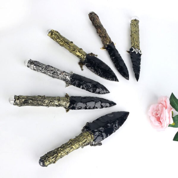 New Design Obsidian Carved Knife Obsidian Sceptre Craft