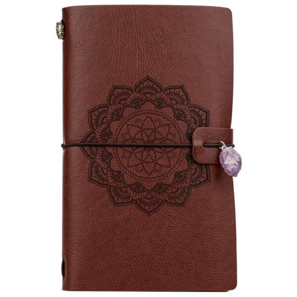 Charka Leather Magic Notebook Rune Natural Crystal Healing Clear quartz Point