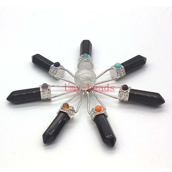 KFT Natural Stone Pyramid 7 Chakra Points Energy Generator Reiki Chakra Healing Crystal Stone Transmitter Jewelry