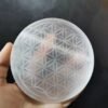 Natural selenite stone circle disk crystal Flower of Life