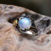 Gothic Ring Vintage Moonstone Ring Gold Flower Finger Ring