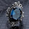 Gothic Ring Goose Egg-shaped Sea Blue CZ Stone Ring