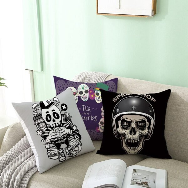 Skull Printing Decorative Pillowcase Black and White Skull Pillow Case Polyester Skull Pattern Pillow Cover kussensloop
