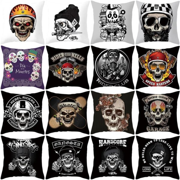 Skull Printing Decorative Pillowcase Black and White Skull Pillow Case Polyester Skull Pattern Pillow Cover kussensloop