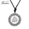 Vintage Men Ethnic Viking Necklace Warrior Scandinavian Amulet  Norse Runes Pendant