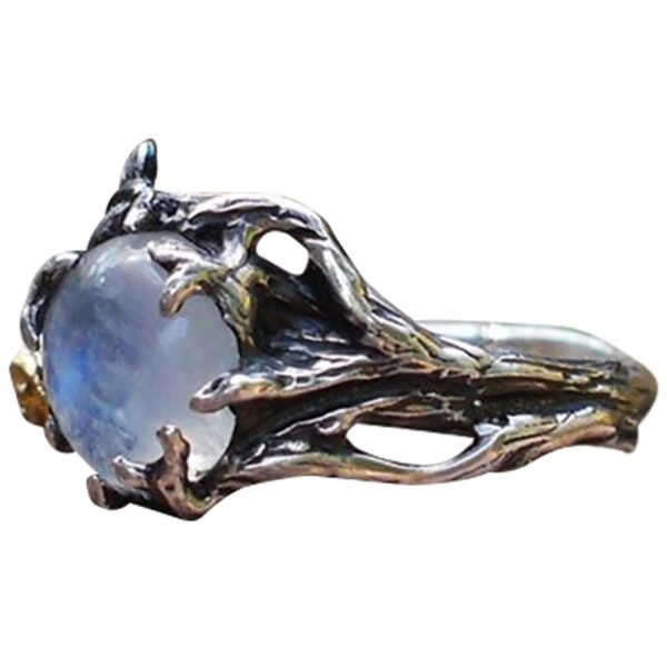 Gothic Ring Vintage Moonstone Ring Gold Flower Finger Ring