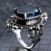 Gothic Ring Goose Egg-shaped Sea Blue CZ Stone Ring