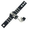 Gothic Skeleton Skull Chain Link Rock Rivet  Cuff  Black Leather Punk Bangle Bracelet