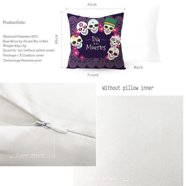 Skull Printing Decorative Pillowcase Black and White Skull Pillow Case Polyester Skull Pattern Pillow Cover kussensloop
