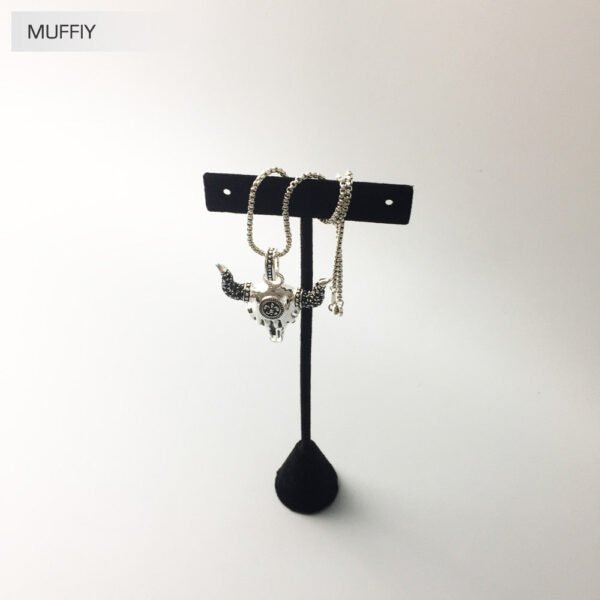 Bull Head Blackened Zircon Stones 925 Sterling Silver Necklace