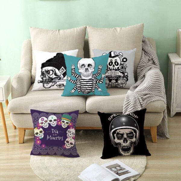Skull Printing Decorative Pillowcase Black and White Skull Pillow Case Polyester Skull Pattern Pillow Cover kussensloop