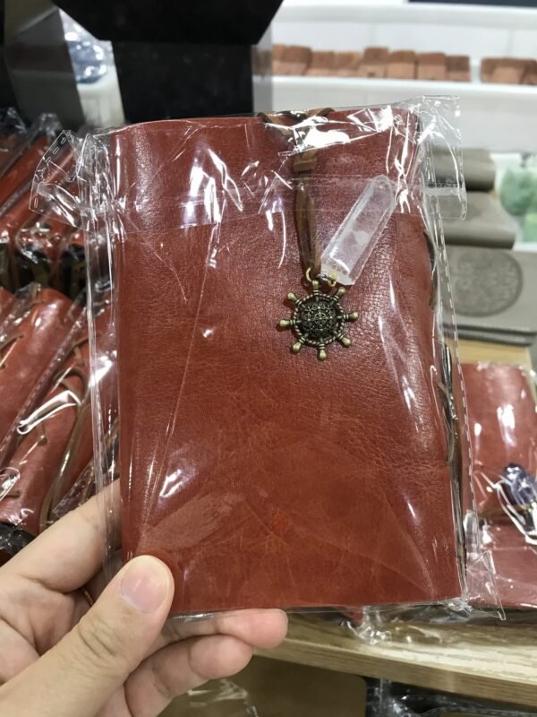 7 Chakra Leather Magic NoteBook Crystal Amethyst Point Journal Diary