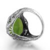 Sterling Silver Rings Women Chunky Vintage Ring Punk Big Stone Green Peridot Oval Gemstone Ring