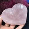 Natural Rose Quartz Bowl Heart Pink Carved Moon Crystal Pentagram
