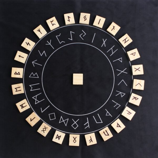 25Pcs Natural Rune Stone Wood Chakras Divination Runes Stones