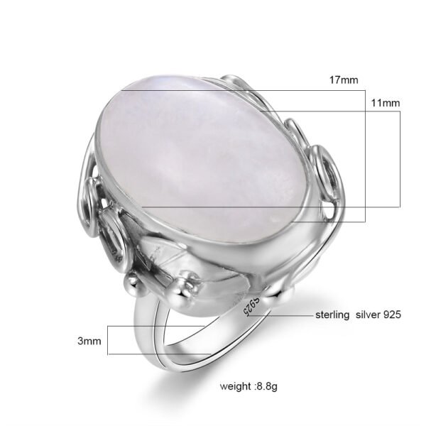 Natural Moonstone rings For Men Women's 925 Sterling Silver Jewelry Ring With Big Stones 11x17MM Oval Gemstones Gifts Wholesale