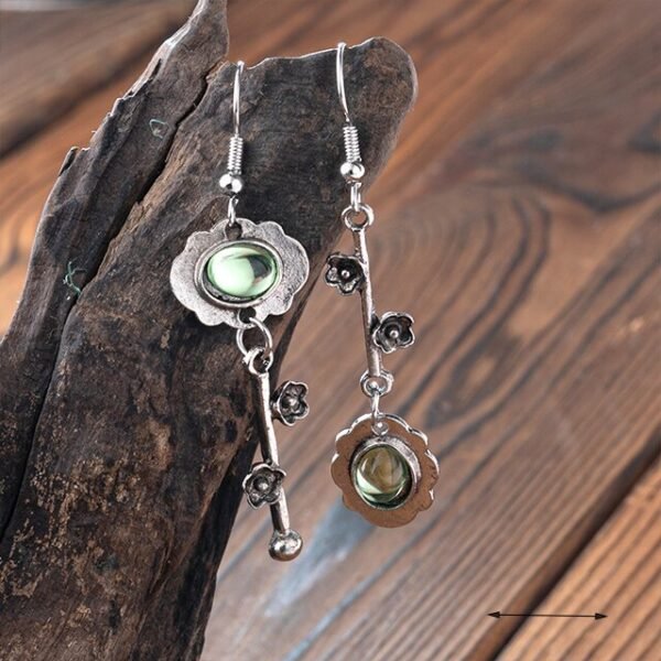 New 3 Colors Retro Plum Blossom Pendant Drop Earrings Hanging Ear Moonstone Key Shape Stud Earrings Female Fashion Jewelry Girl