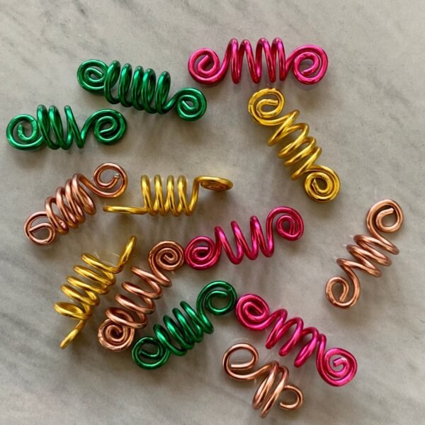 Hair Beads Raw Crystal Colorful Hair ring Pentagram Viking Spiral Sneak Beaded Hair Braids  Wicca Accessories