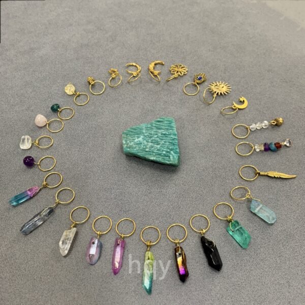 Hair Braids Hair Rings Beads Skull Raw Crystal Pentagram Beaded Wicca Vintage  Witchcraft