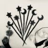 Hair Stick Wicca Crescent   Celestial Witchcraft Accessories Viking Witch Headdress Hairpin Punk Pagan Gift