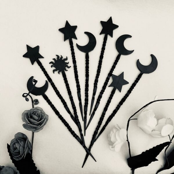 Hair Stick Wicca Crescent   Celestial Witchcraft Accessories Viking Witch Headdress Hairpin Punk Pagan Gift