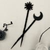 Hair Stick Wicca Crescent   Celestial Witchcraft Accessories Viking Witch Headdress Hairpin Punk Pagan Gift