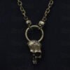 Half Skull Skeleton Pendant Necklace Pagan Gothic Steam Punk Jewelry For Party