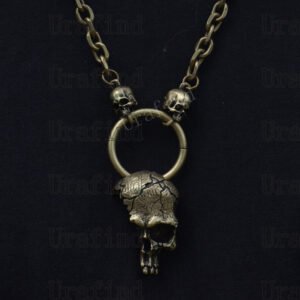 Half Skull Skeleton Pendant Necklace Pagan Gothic Steam Punk Jewelry For Party